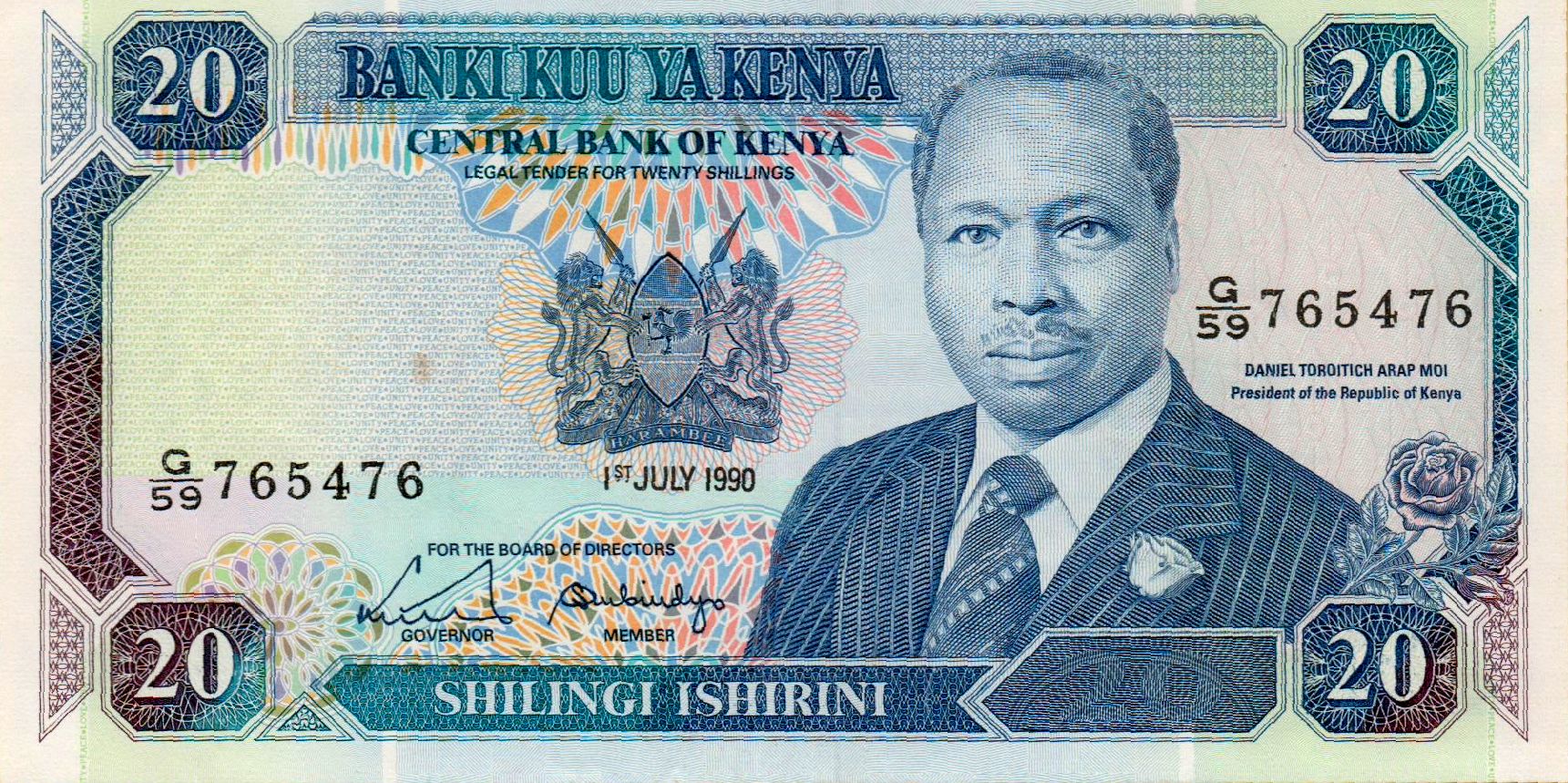 Kenya 20 1990 UNC P-25/c